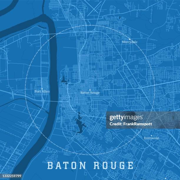 ilustraciones, imágenes clip art, dibujos animados e iconos de stock de baton rouge la city vector road map texto azul - louisiana