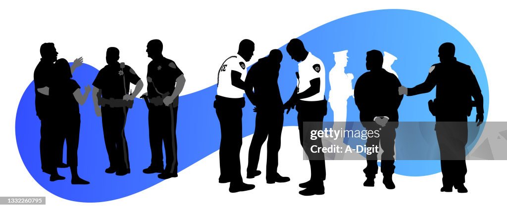 Policemen Silhouette Blue