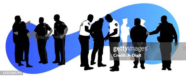 policemen silhouette blue - criminal stock illustrations