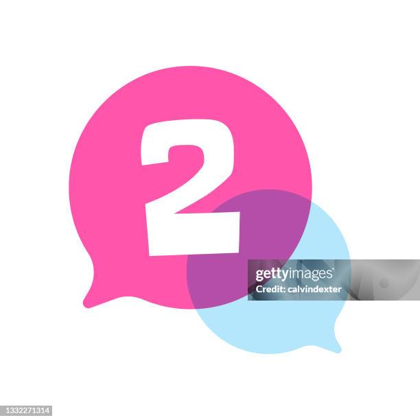 symbol on speech bubble - number 2 balloon stock illustrations