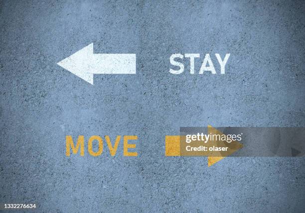 stay or move road marking. - multiple pathways background stock illustrations
