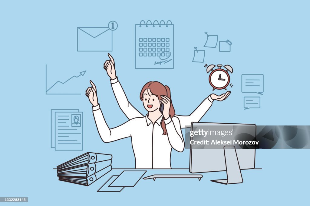 Employee efficiency and multitask concept