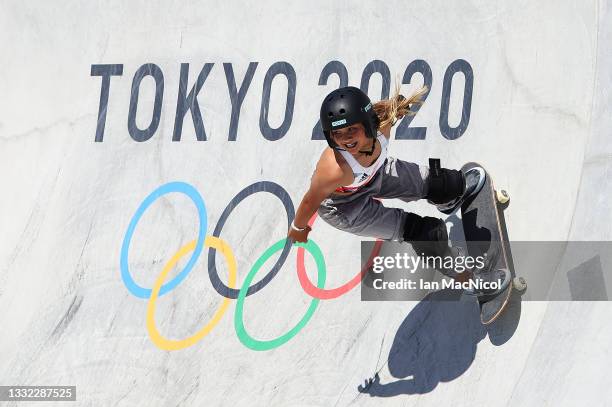 Sky Brown of Great Britain competes in the final of the Women's Park Skateboarding on day twelve of the Tokyo 2020 Olympic Games at Ariake Urban...