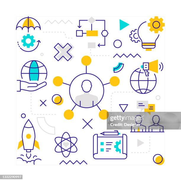 modern business related line style vector illustration - new business stock illustrations