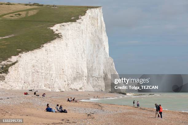 seven sisters cliff and beach - seven sisters cliffs stock pictures, royalty-free photos & images
