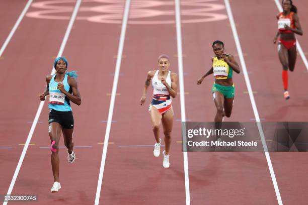 Shaunae Miller-Uibo of Team Bahamas, Jodie Williams of Team Great Britain and Roneisha McGregor of Team Jamaica compete in the Women's 400m Semi...