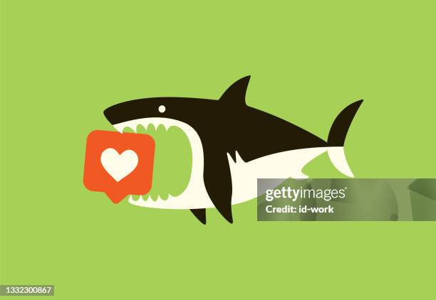 ilustrações de stock, clip art, desenhos animados e ícones de angry shark biting like icon - filhote de animal