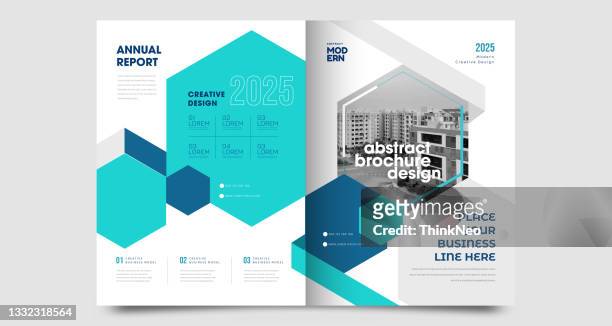 cover design for presentations and advertising, creative layout of booklet cover, catalog, flyer, fashionable blue background - exercise book stock illustrations