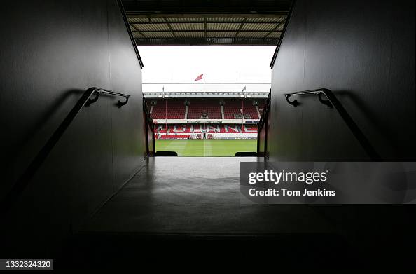 Arsenal O2 Highbury The view from the Upper West Stand looking over the pitch towards the ...