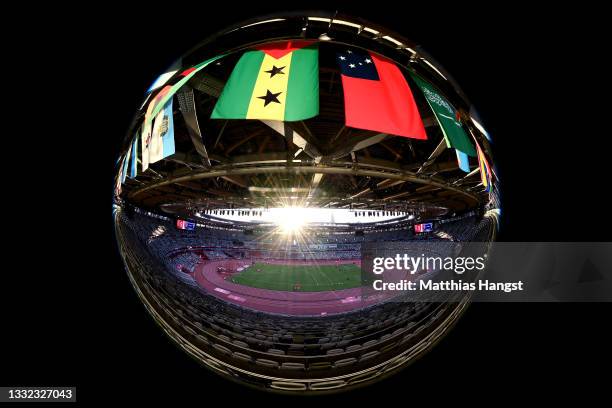 General view inside the stadium on day twelve of the Tokyo 2020 Olympic Games at Olympic Stadium on August 04, 2021 in Tokyo, Japan.