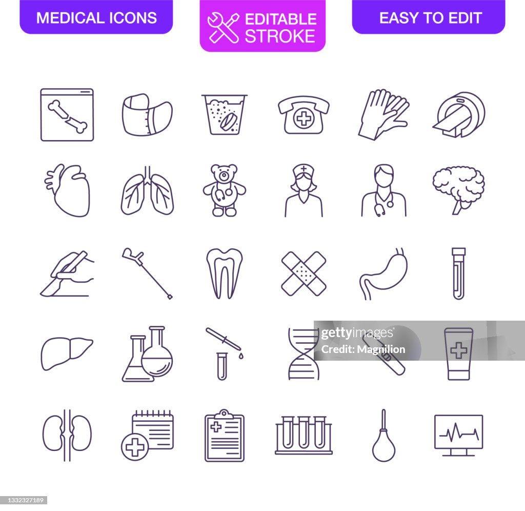 Medical Icons Set Editable Stroke