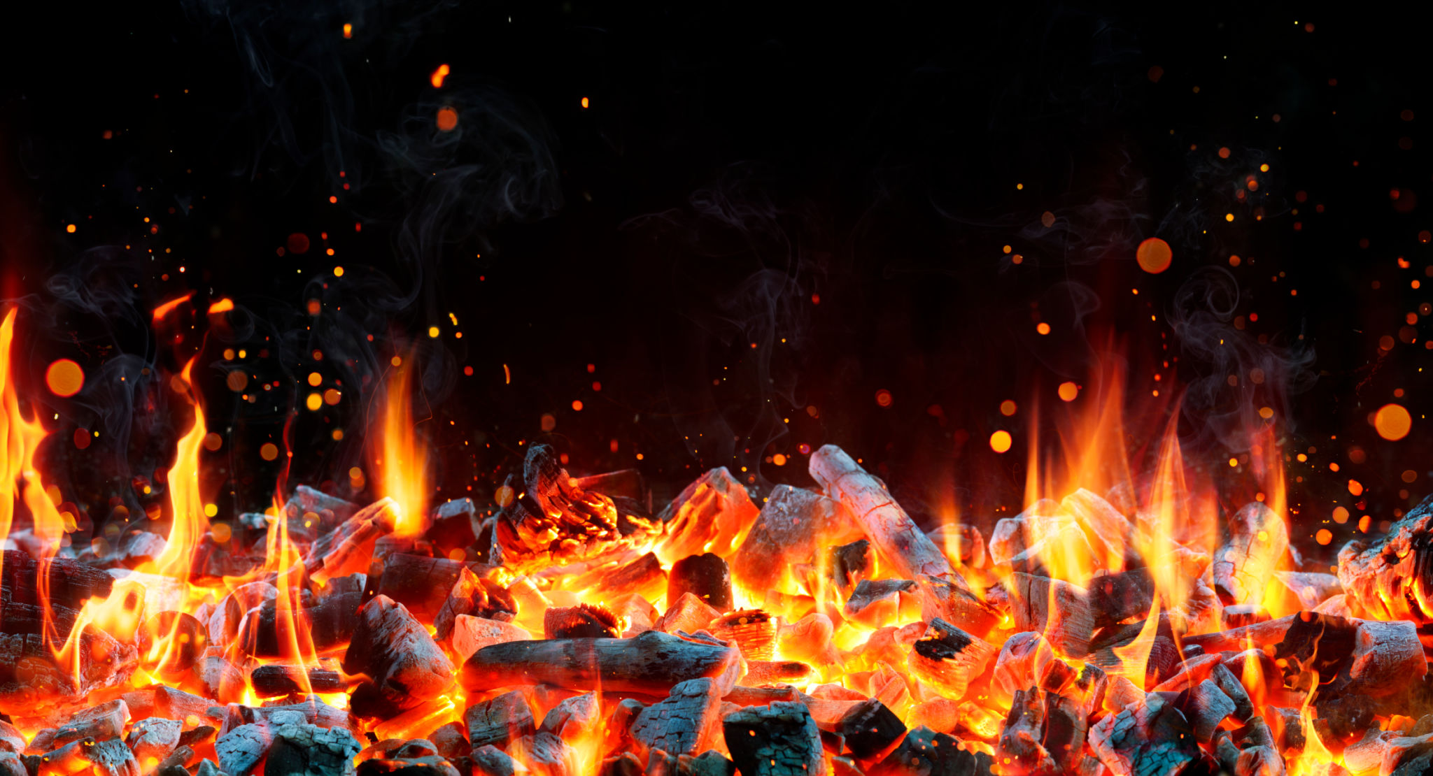 lit coals