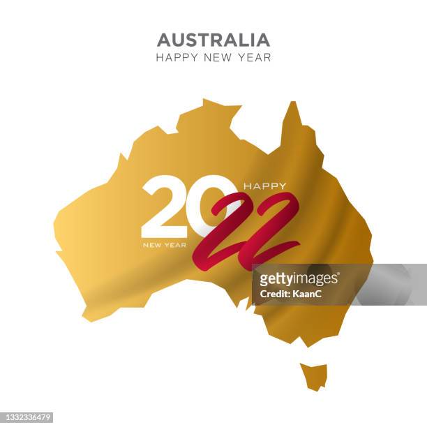 australia map new year concept design. 2022 happy new year concept for advertising, banners, leaflets and flyers. vector illustration. - australian street stock illustrations