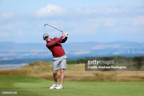Stephen Gallacher of Scotland in action during a practice day at The Hero Open at Fairmont St Andrews on August 04, 2021 in St Andrews, Scotland.