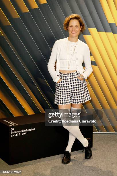 Vicky Krieps attends a photocall during the 74th Locarno Film Festival on August 04, 2021 in Locarno, Switzerland.