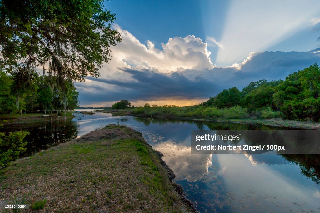 Scenic view of lake against sky,Inverness,Florida,United States,USA