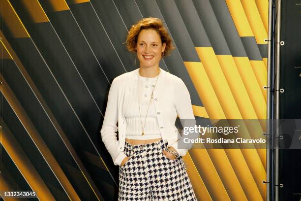 Vicky Krieps attends a photocall during the 74th Locarno Film Festival on August 04, 2021 in Locarno, Switzerland.