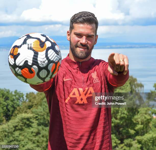 Allison Becker Pictured after Signing a New Contract at Liverpool on August 04, 2021 in UNSPECIFIED, Austria.