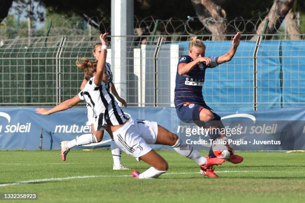 Cristiana Girelli of Juventus Women scores the opening goal during the pre-season friendly match between Montpellier Women and Juventus Women at...