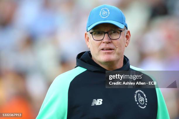 Tom Moody coach of Oval Invincibles during The Hundred match between Birmingham Phoenix Men and Oval Invincibles Men at Edgbaston on August 04, 2021...