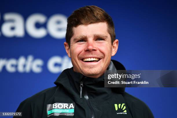 Juraj Sagan of Slovakia and Team Bora - Hansgrohe during the 8th Arctic Race Of Norway 2021 - Team Presentation / #ArcticRace / on August 04, 2021 in...