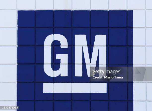 The General Motors logo is displayed at a Chevrolet dealership on August 4, 2021 in Burbank, California. In spite of a computer chip shortage,...