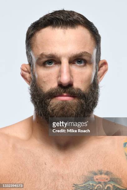 Michael Chiesa poses for a portrait during a UFC photo session on August 4, 2021 in Houston, Texas.