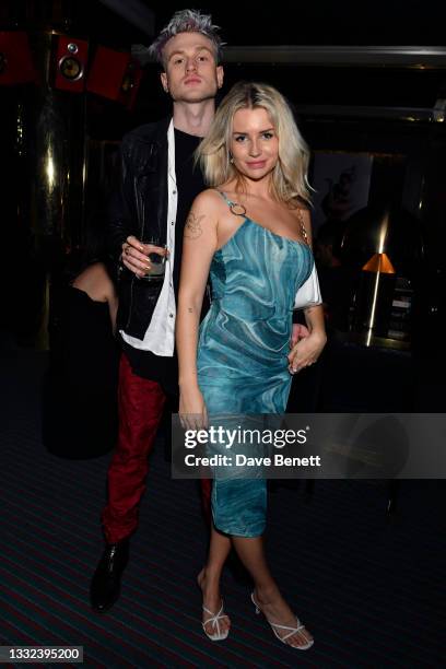 Tristan Evans and Lottie Moss attends the MEDAHUMAN's CBD Spritz launch at Isabel Mayfair on August 04, 2021 in London, England.