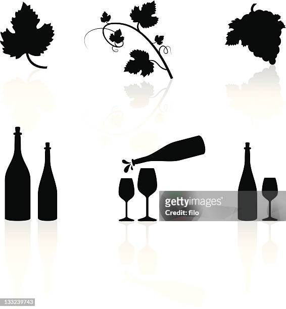 wine symbols - grape leaf stock illustrations
