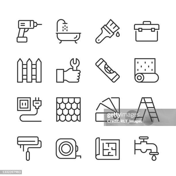 stockillustraties, clipart, cartoons en iconen met home repair & improvement icons — monoline series - paint tube