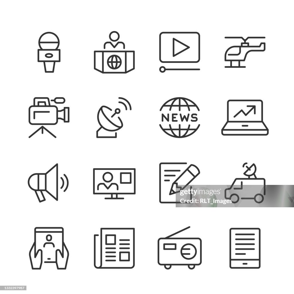 News Media & Journalism Icons — Monoline Series
