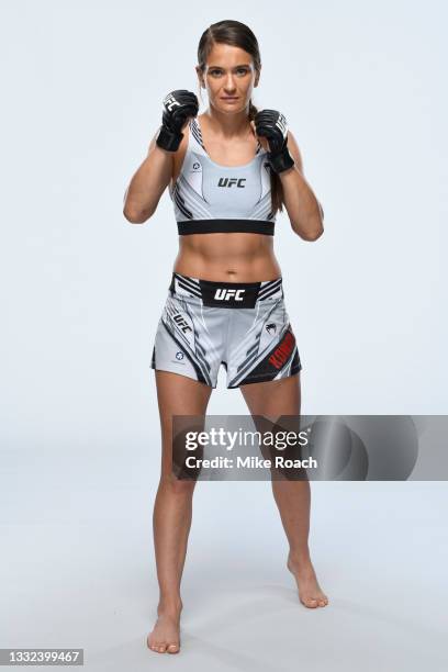 Karolina Kowalkiewicz poses for a portrait during a UFC photo session on August 4, 2021 in Houston, Texas.