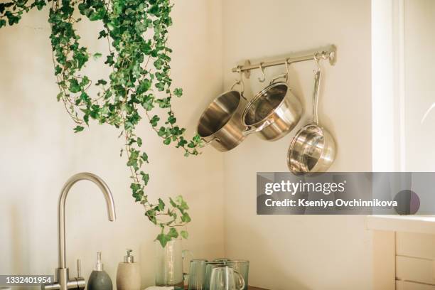 metal cooking utensils on table - turner contemporary stock pictures, royalty-free photos & images