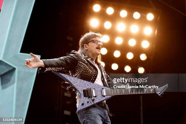 Rivers Cuomo of Weezer performs during The Hella Mega Tour at Citi Field on August 04, 2021 in New York City.