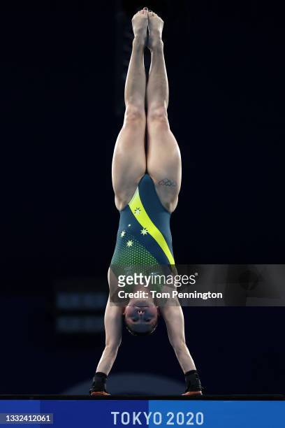 Melissa Wu of Team Australia competes in the Women's 10m Platform Semifinal on day thirteen of the Tokyo 2020 Olympic Games at Tokyo Aquatics Centre...