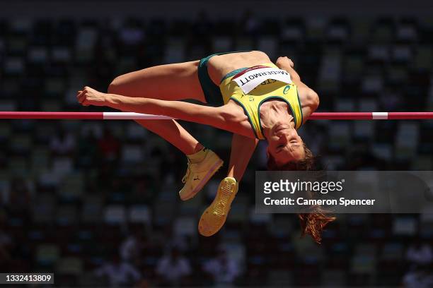 Nicola McDermott of Team Australia competes in the Women's High Jump Qualification on day thirteen of the Tokyo 2020 Olympic Games at Olympic Stadium...