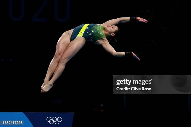 Melissa Wu of Team Australia competes in the Women's 10m Platform Semifinal on day thirteen of the Tokyo 2020 Olympic Games at Tokyo Aquatics Centre...