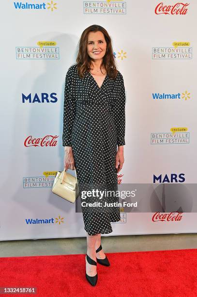 Geena Davis attends the 2021 Bentonville Film Festival opening night red carpet and filmmaker reception on August 04, 2021 in Bentonville, Arkansas.