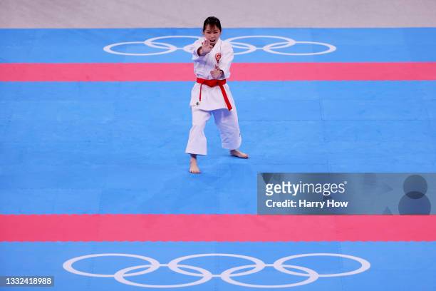 Grace Lau Mo-sheung of Team Hong Kong competes during the Women’s Karate Kata Ranking Round on day thirteen of the Tokyo 2020 Olympic Games at Nippon...