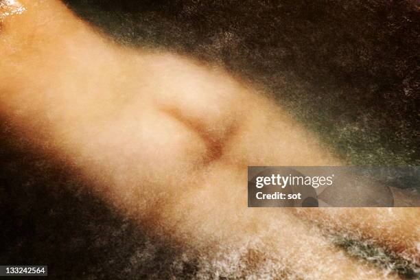 naked fat female floating on the bath,rear view - fat women in bath stockfoto's en -beelden