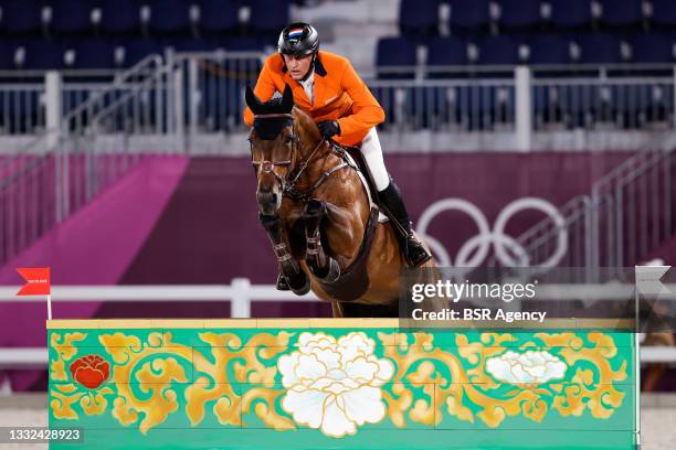 Marc Houtzager of the Netherlands competing on Jumping Individual Qualifier during the Tokyo 2020 Olympic Games at the Equestrian Park on August 3,...