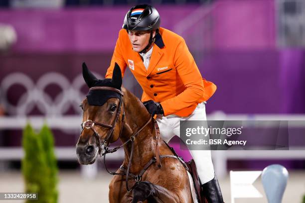 Marc Houtzager of the Netherlands competing on Jumping Individual Qualifier during the Tokyo 2020 Olympic Games at the Equestrian Park on August 3,...