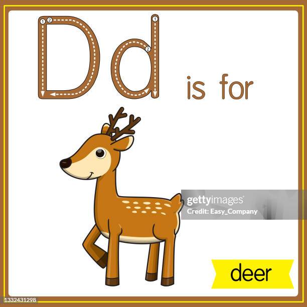 vector illustration for learning the alphabet for children with cartoon images. letter d is for deer. - images of letter d stock illustrations