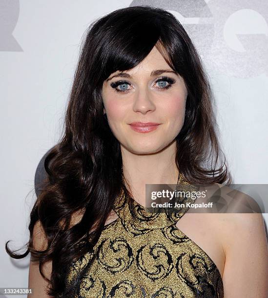 Actress Zooey Deschanel arrives at the 16th Annual GQ "Men Of The Year" Celebration at Chateau Marmont on November 17, 2011 in Los Angeles,...