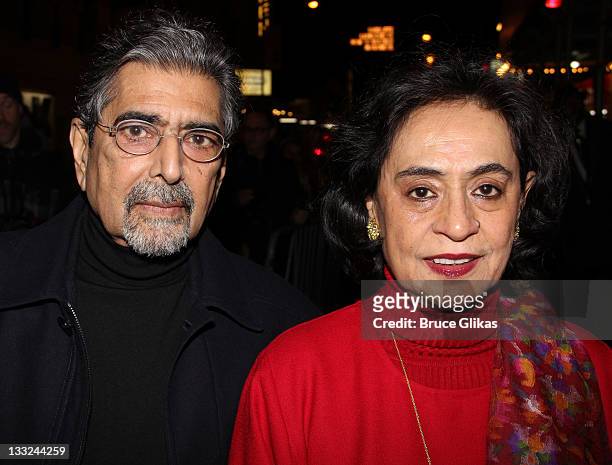 Sonny Mehta and Gita Mehta attend the "Private Lives" Broadway opening night at the Music Box Theatre on November 17, 2011 in New York City.