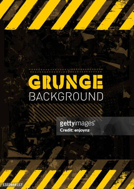 ilustraciones, imágenes clip art, dibujos animados e iconos de stock de vector de fondo del cartel de grunge industrial - señal de advertencia