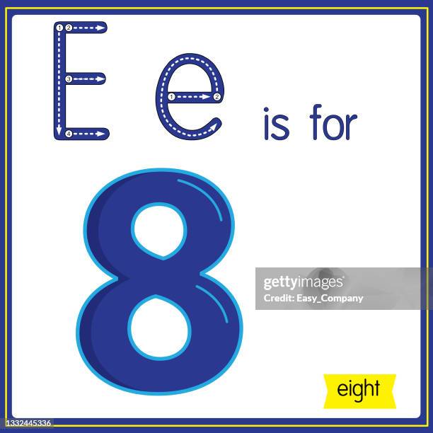vector illustration for learning the alphabet for children with cartoon images. letter e is for eight. - creative08 stock illustrations