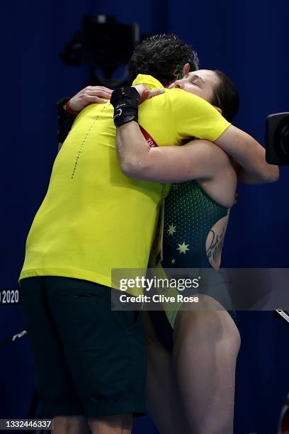 Melissa Wu of Team Australia celebrates after competing in the Women's 10m Platform Final on day thirteen of the Tokyo 2020 Olympic Games at Tokyo...