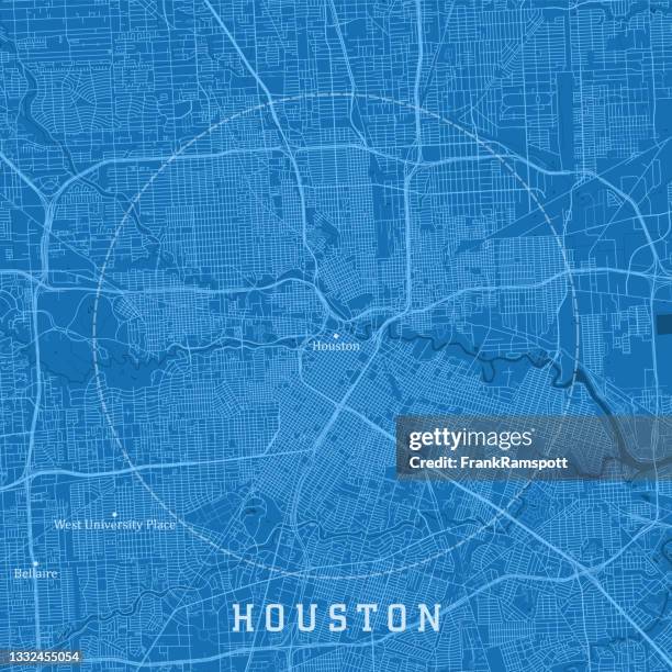 houston tx city vector road map blue text - houston tx stock illustrations
