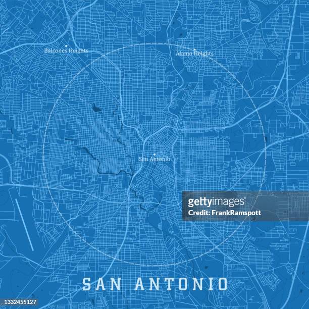stockillustraties, clipart, cartoons en iconen met san antonio tx city vector road map blue text - san antonio